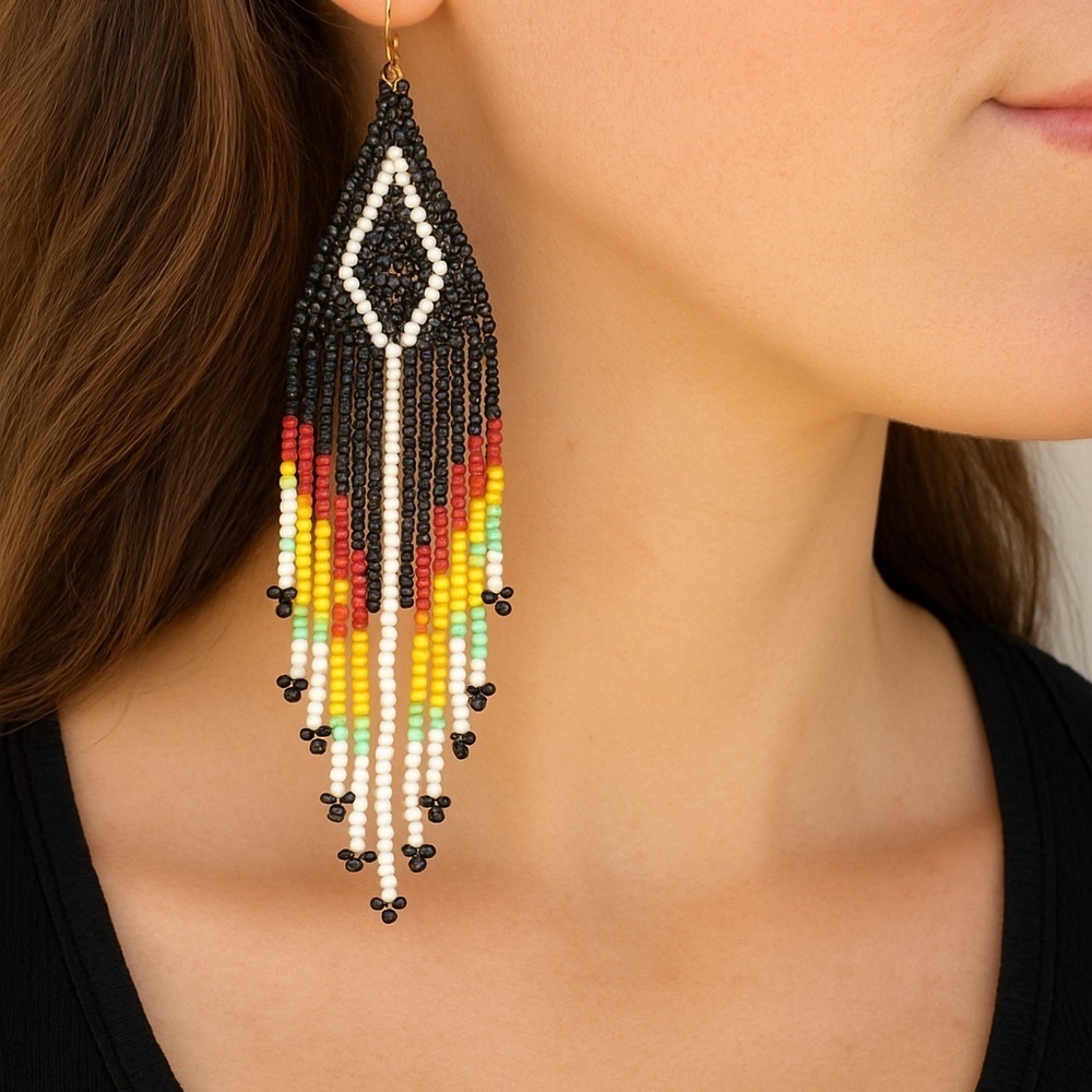 ☀️ Vibrant Beaded Dangle Earrings
